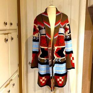 ANA southwestern cardigan, has side pockets